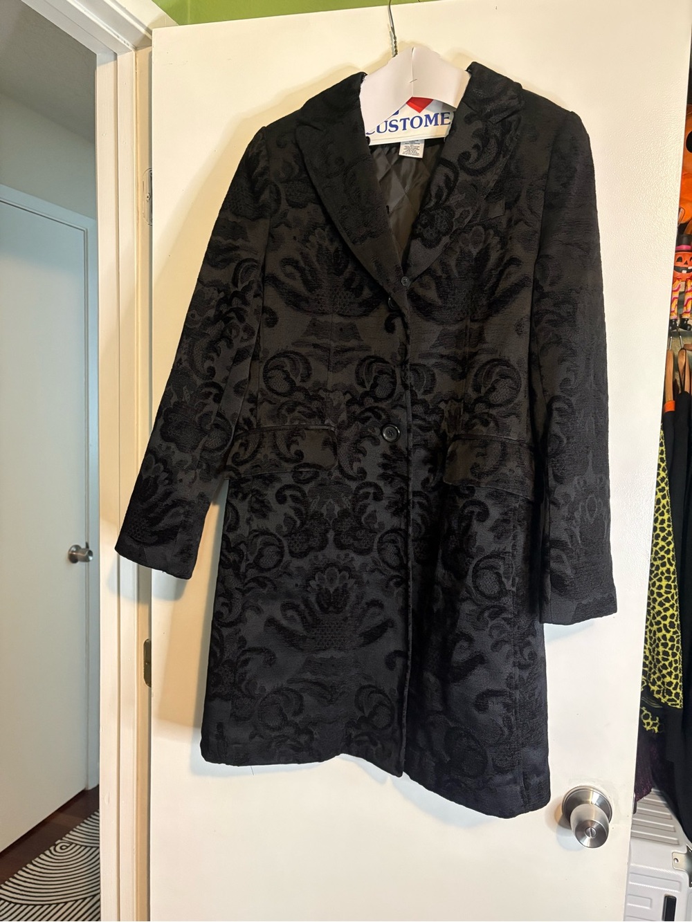 George Black Jacquard Notch-Collar Trench Coat